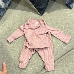 Pink Baby Outfit with Heart Pattern